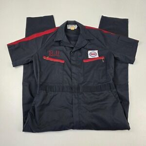 Vintage Unitog Coveralls Mens Large Blue Esso Bill Patch Mechanic 60s Workwear